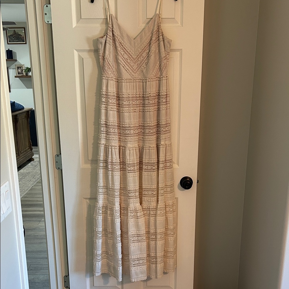 Eliza J Cream Lace Maxi Dress